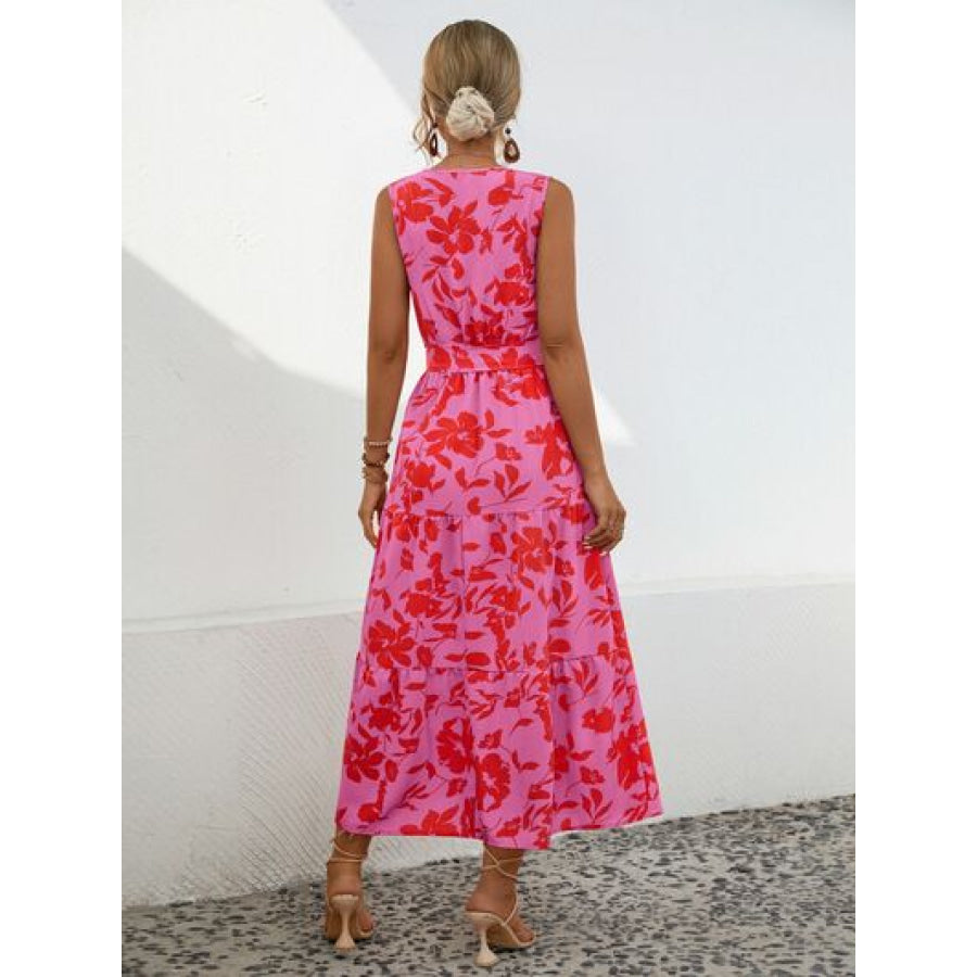 Tied Printed Surplice Tiered Dress Apparel and Accessories