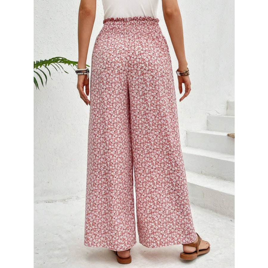 Tied Printed Wide Leg Pants Apparel and Accessories