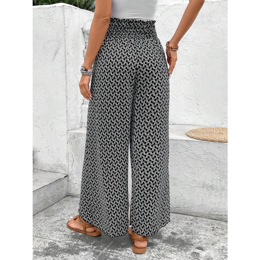 Tied Printed Wide Leg Pants Apparel and Accessories