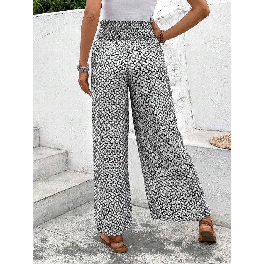 Tied Printed Wide Leg Pants Apparel and Accessories