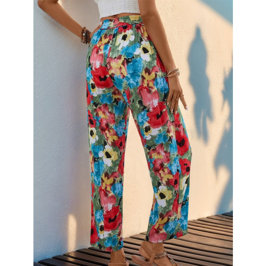 Tied Printed Wide Leg Pants Apparel and Accessories