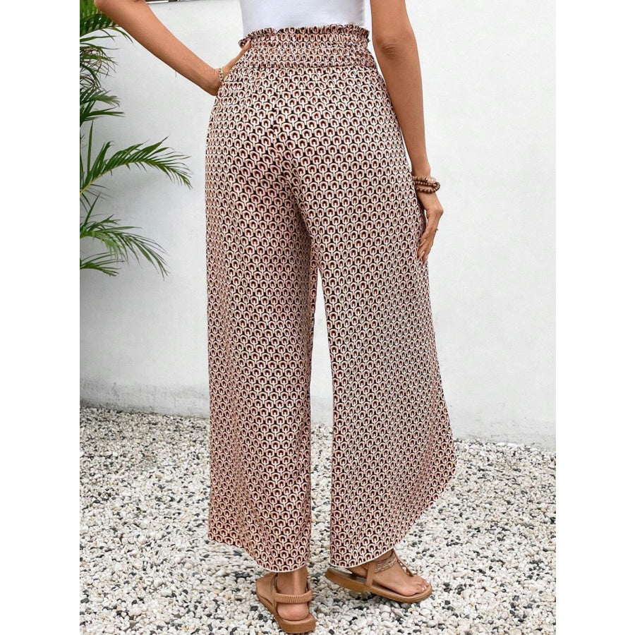 Tied Printed Wide Leg Pants Apparel and Accessories