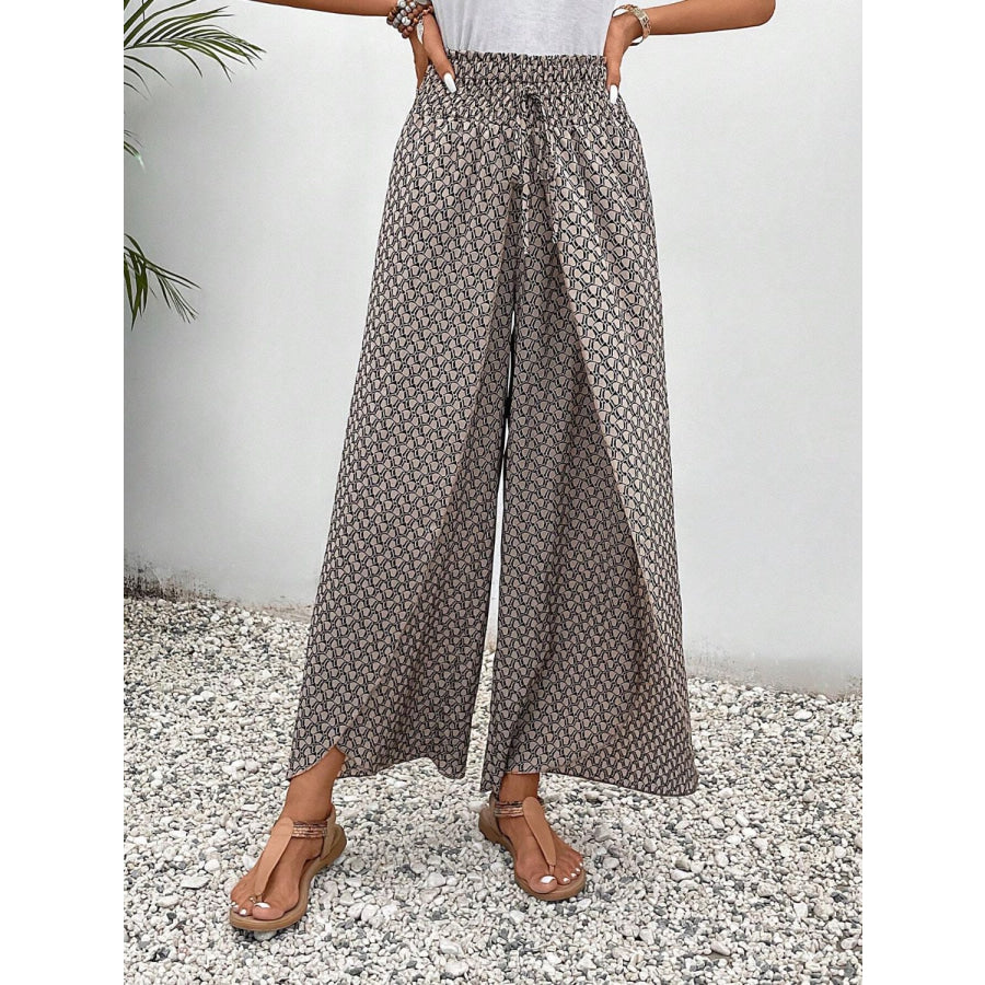 Tied Printed Wide Leg Pants Apparel and Accessories