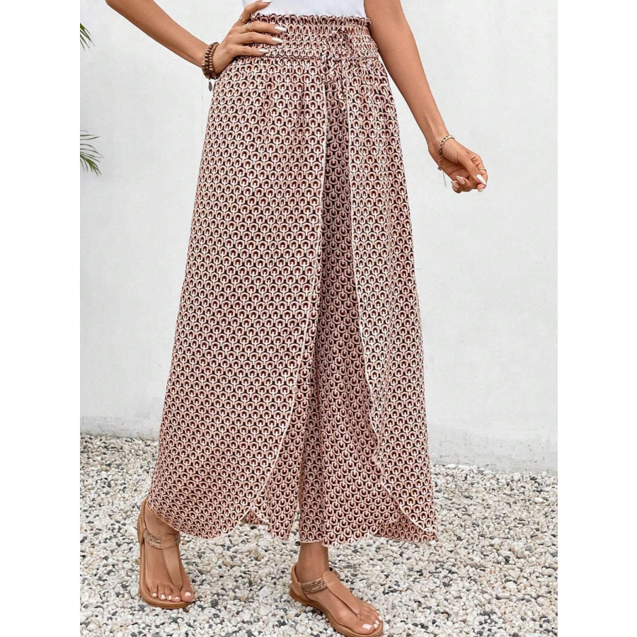 Tied Printed Wide Leg Pants Apparel and Accessories