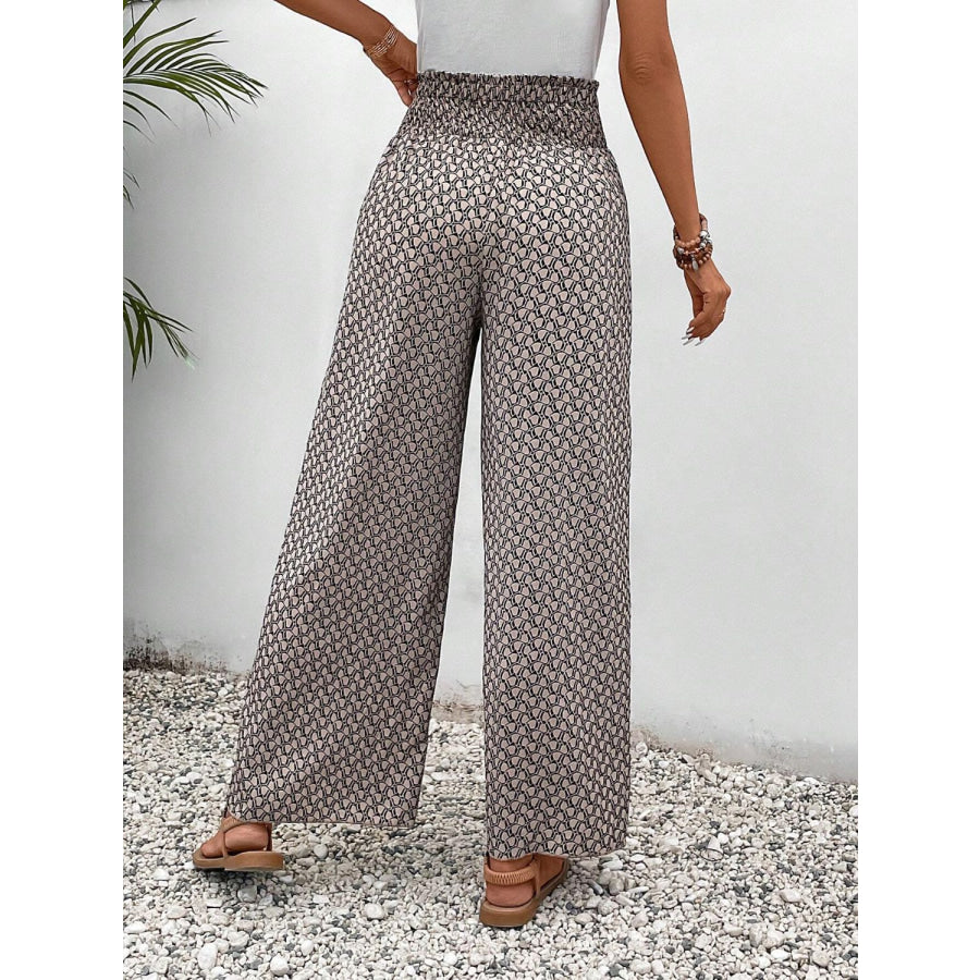 Tied Printed Wide Leg Pants Apparel and Accessories