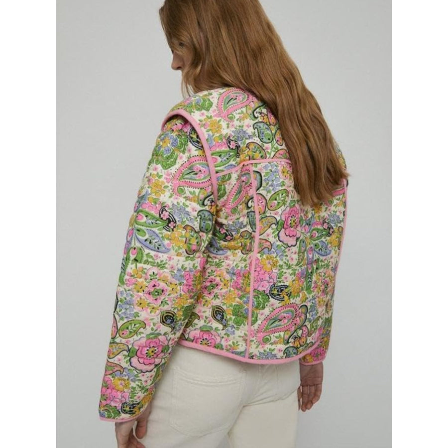 Tied Printeded Long Sleeve Jacket Apparel and Accessories