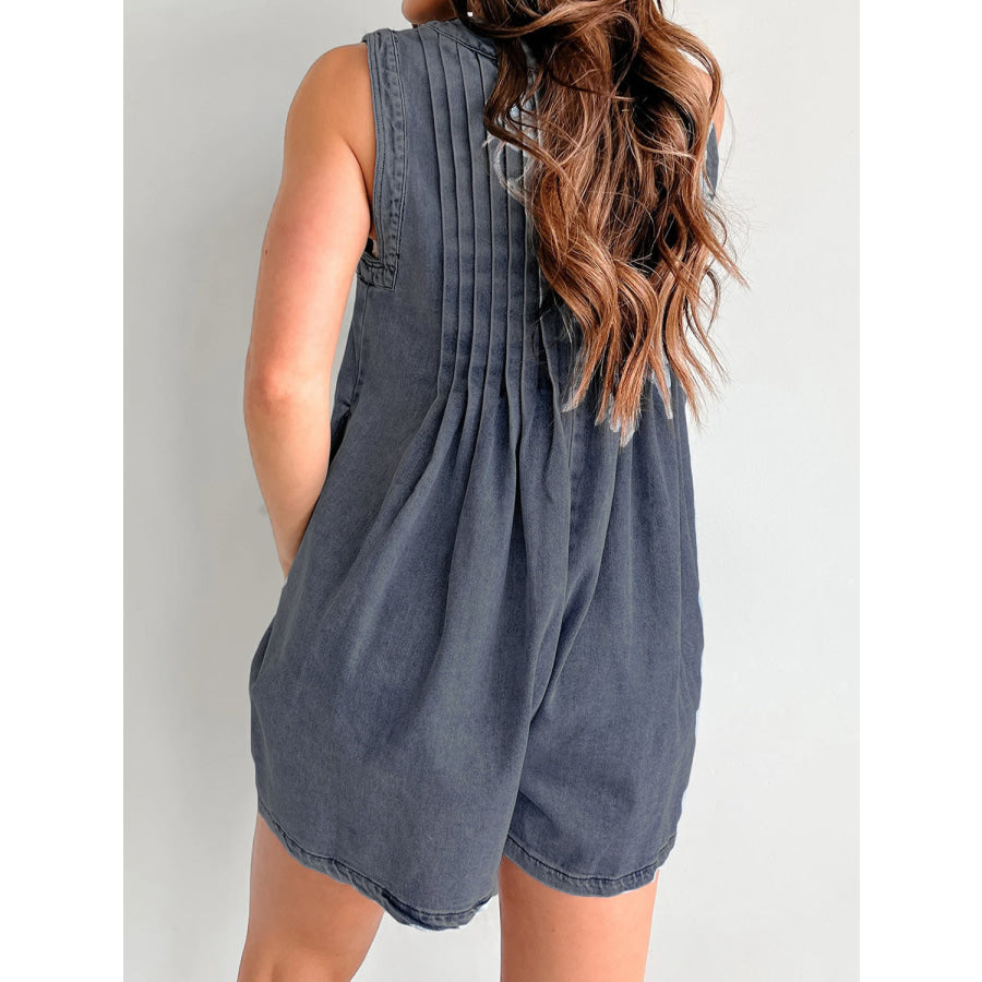 Tied Romper with Pockets Dark Navy / S Apparel and Accessories