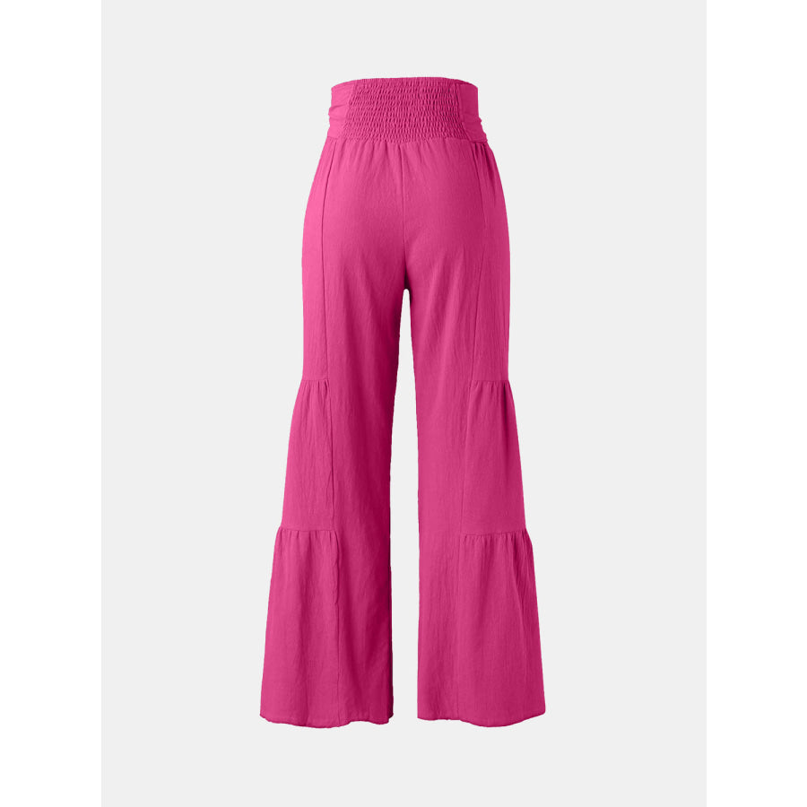 Tied Ruched Wide Leg Pants Apparel and Accessories