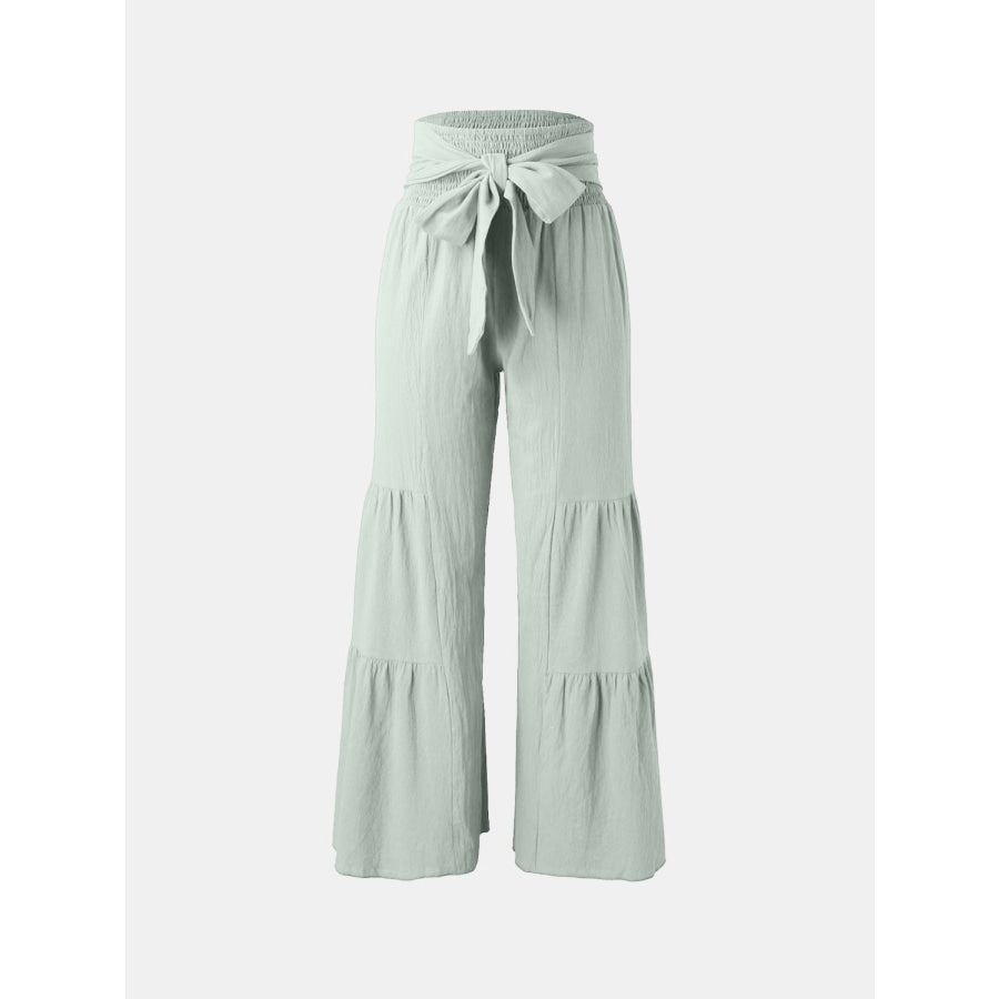 Tied Ruched Wide Leg Pants Apparel and Accessories