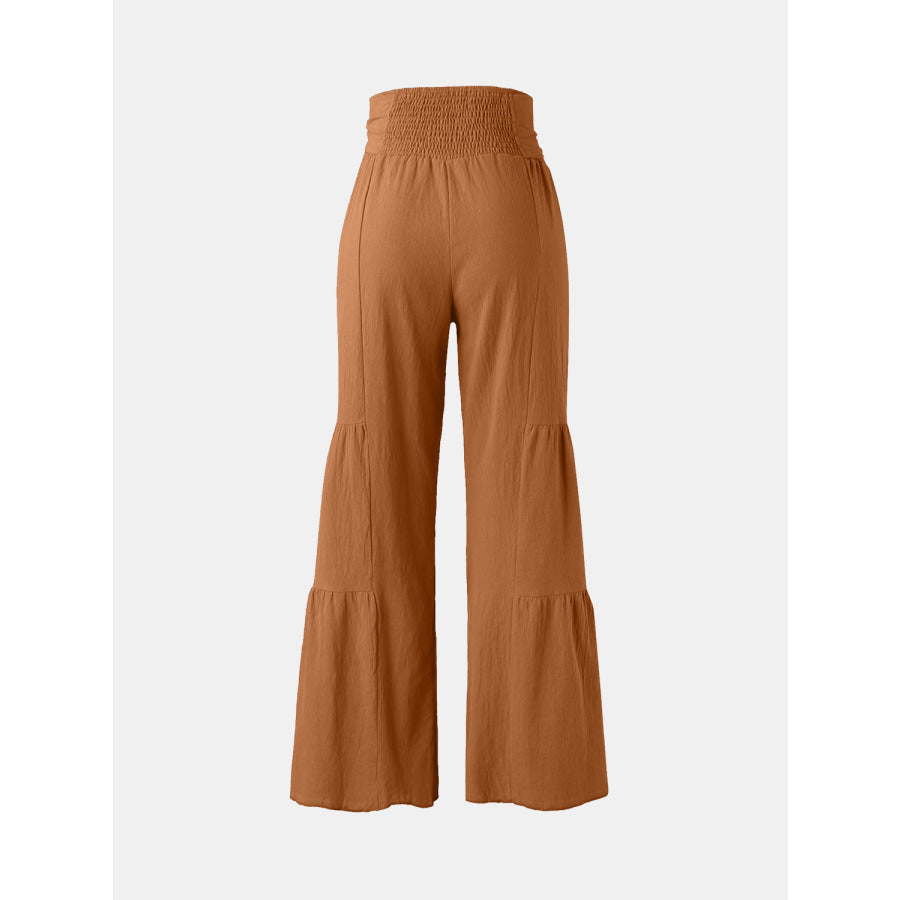 Tied Ruched Wide Leg Pants Apparel and Accessories