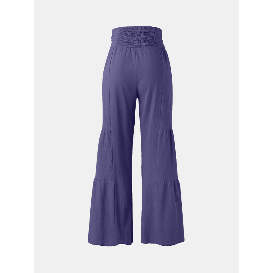 Tied Ruched Wide Leg Pants Apparel and Accessories