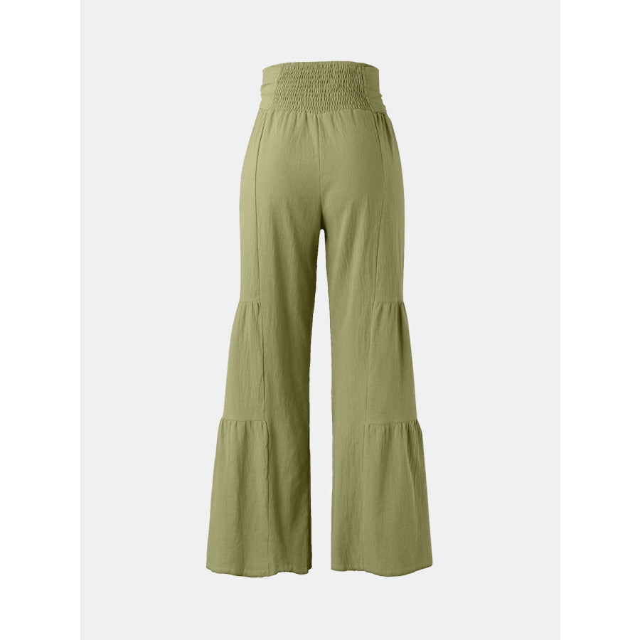 Tied Ruched Wide Leg Pants Apparel and Accessories