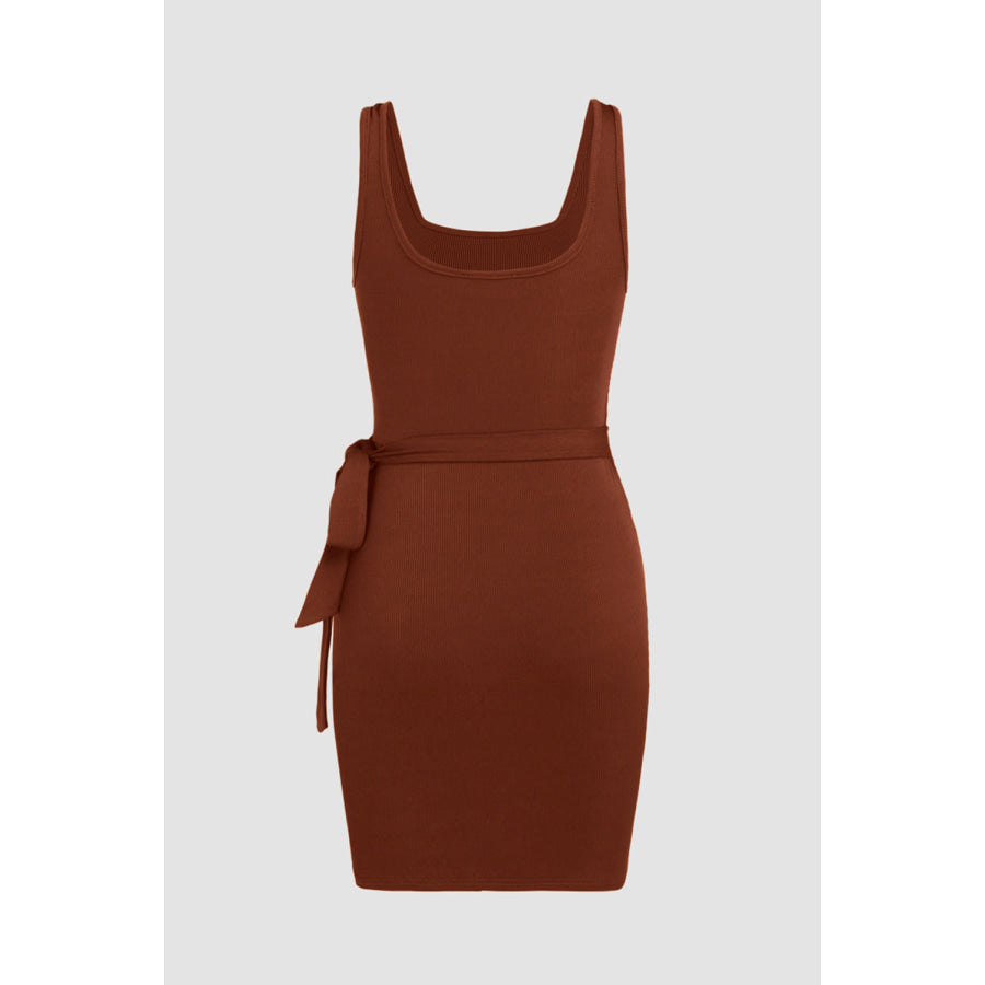 Tied Scoop Neck Sleeveless Mini Dress Apparel and Accessories