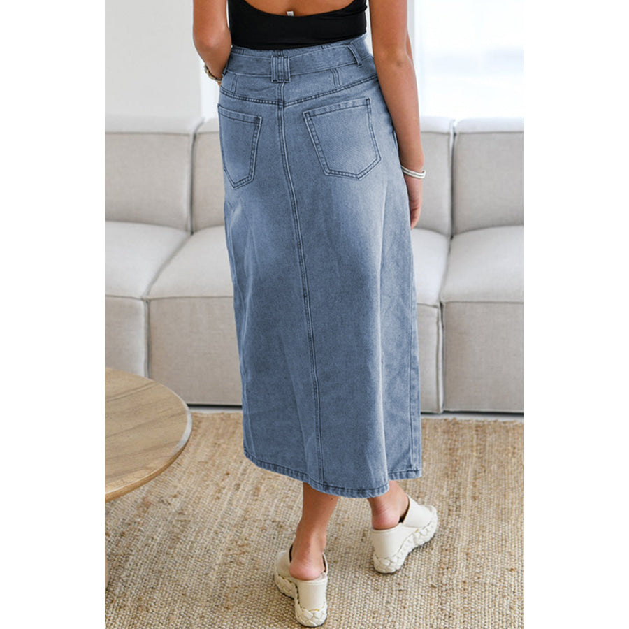 Tied Slit Denim Skirt Apparel and Accessories