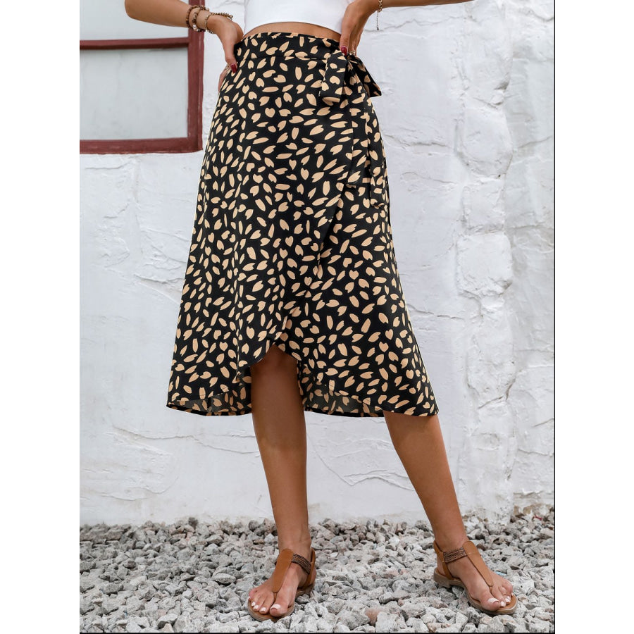 Tied Slit Printed Skirt Apparel and Accessories