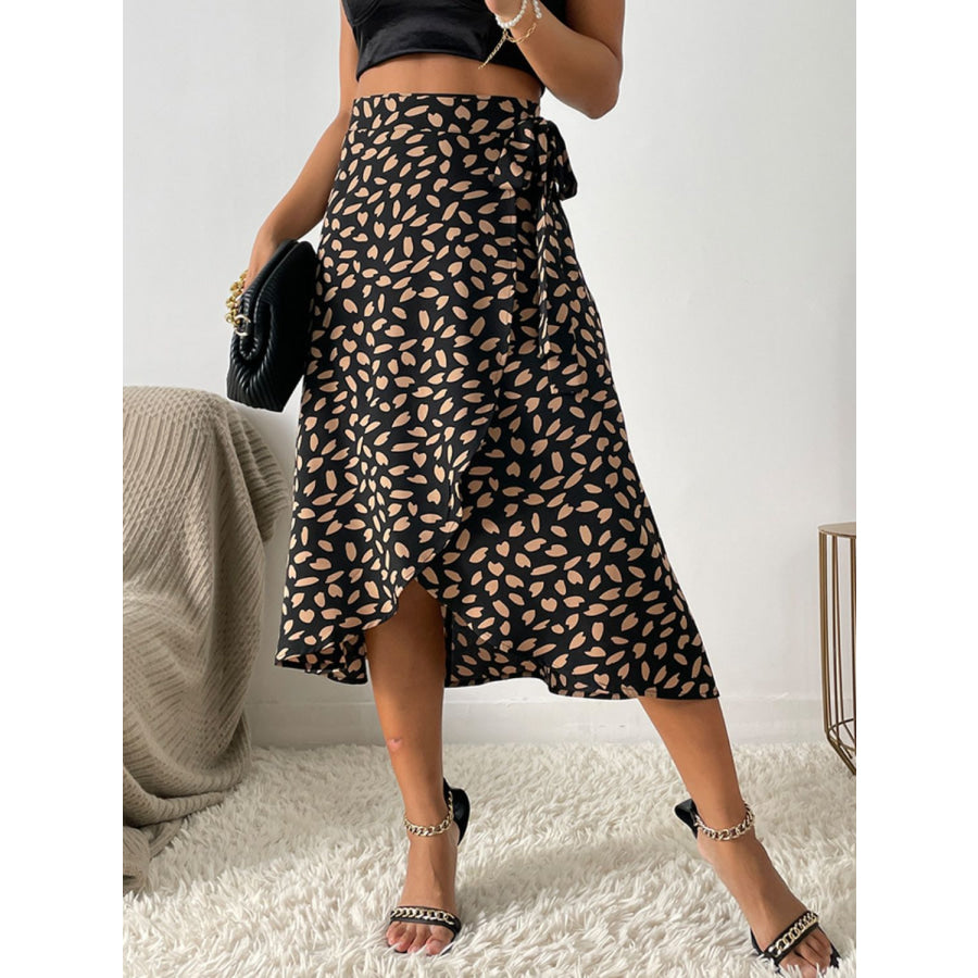 Tied Slit Printed Skirt Apparel and Accessories