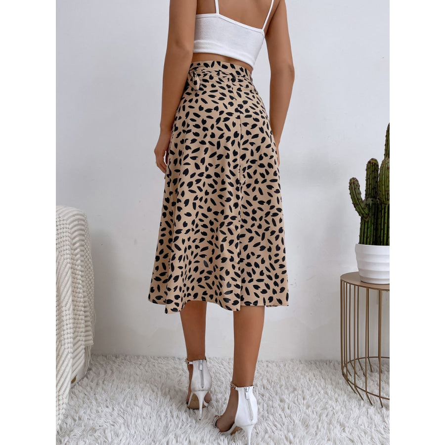 Tied Slit Printed Skirt Apparel and Accessories