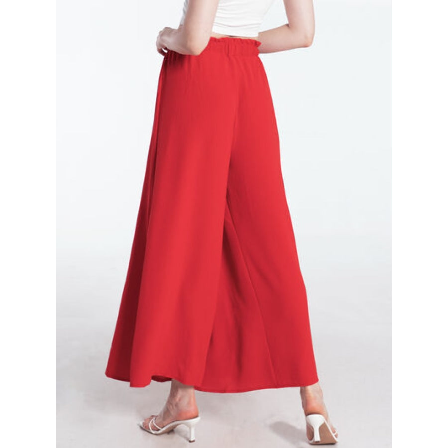 Tied Slit Wide Leg Pants Apparel and Accessories