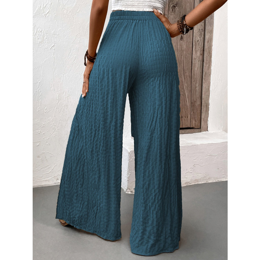 Tied Slit Wide Leg Pants French Blue / S Apparel and Accessories