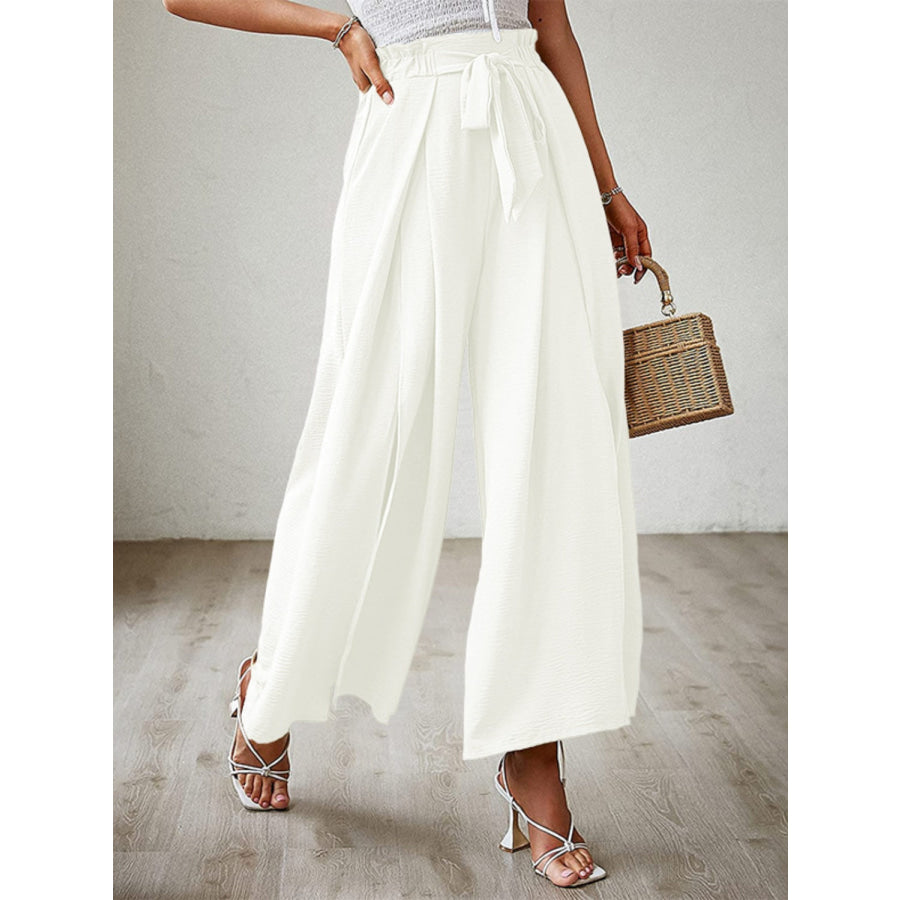 Tied Slit Wide Leg Pants Apparel and Accessories