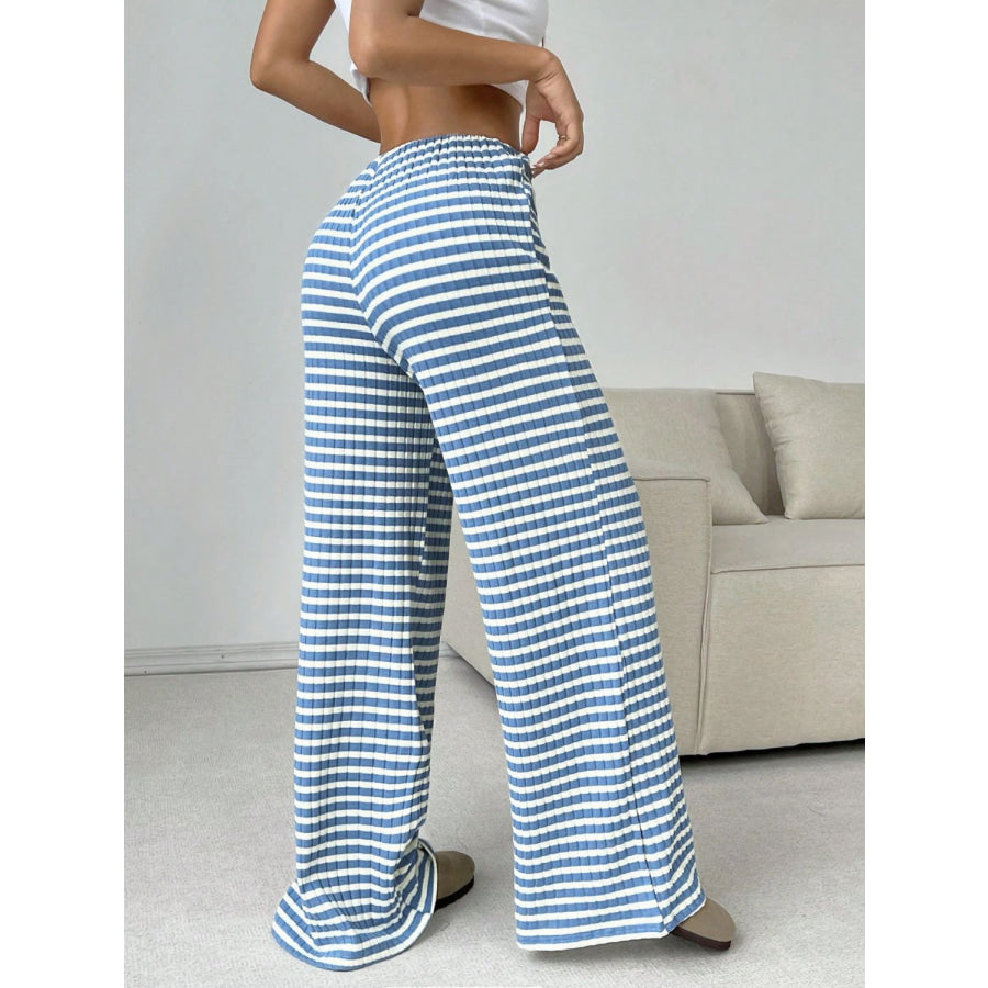 Tied Striped Wide Leg Pants Apparel and Accessories