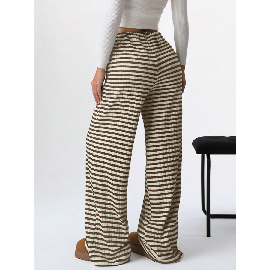 Tied Striped Wide Leg Pants Apparel and Accessories