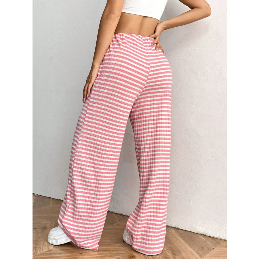 Tied Striped Wide Leg Pants Apparel and Accessories