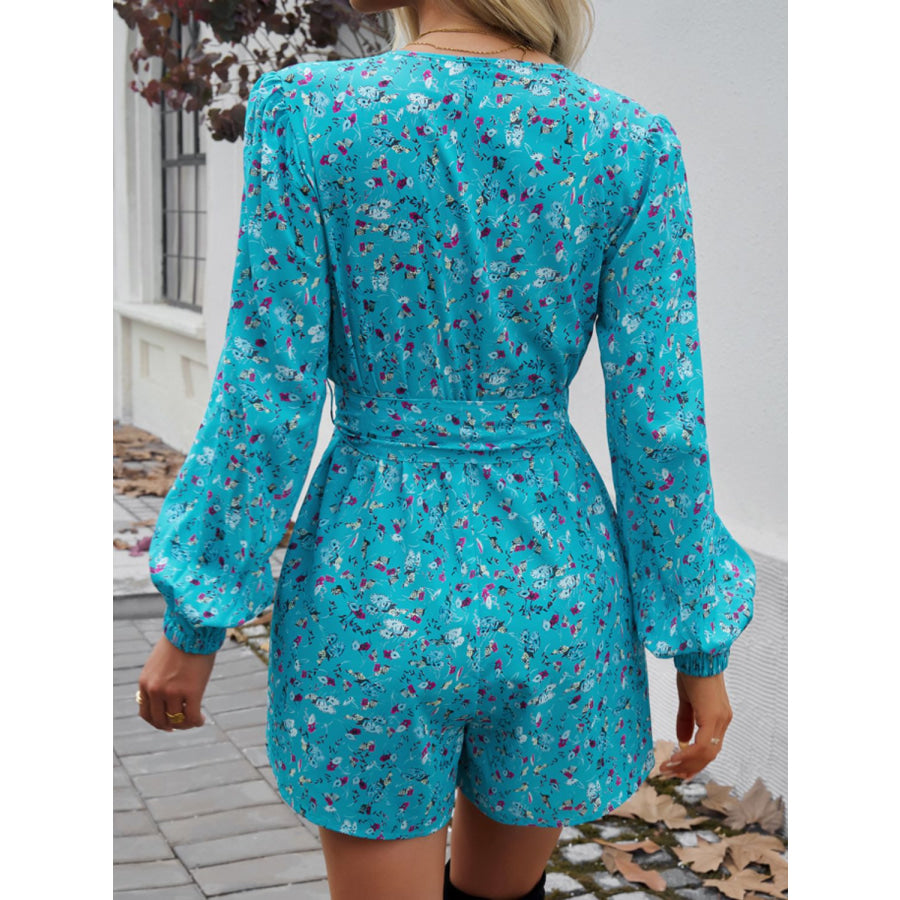 Tied Surplice Long Sleeve Romper Apparel and Accessories