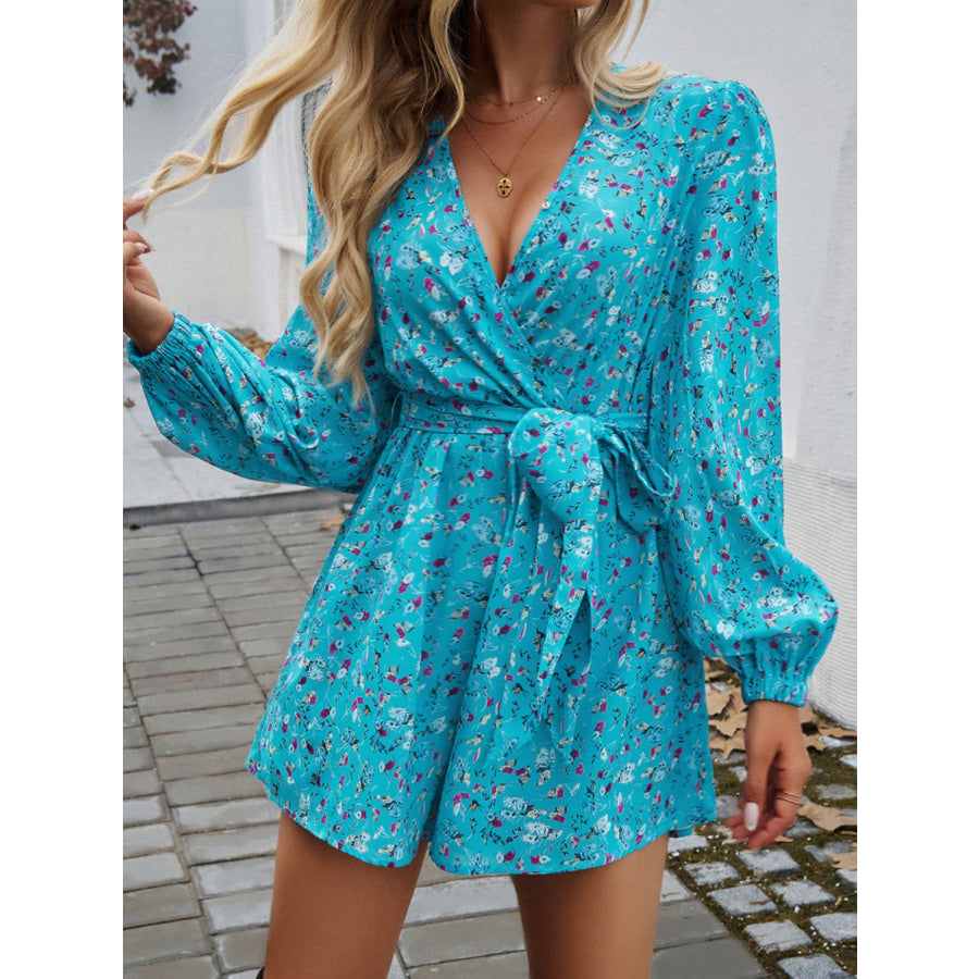 Tied Surplice Long Sleeve Romper Apparel and Accessories