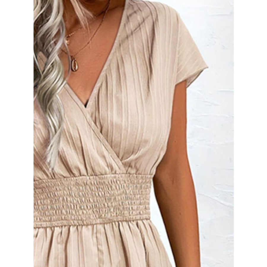 Tied Surplice Short Sleeve Romper Apparel and Accessories