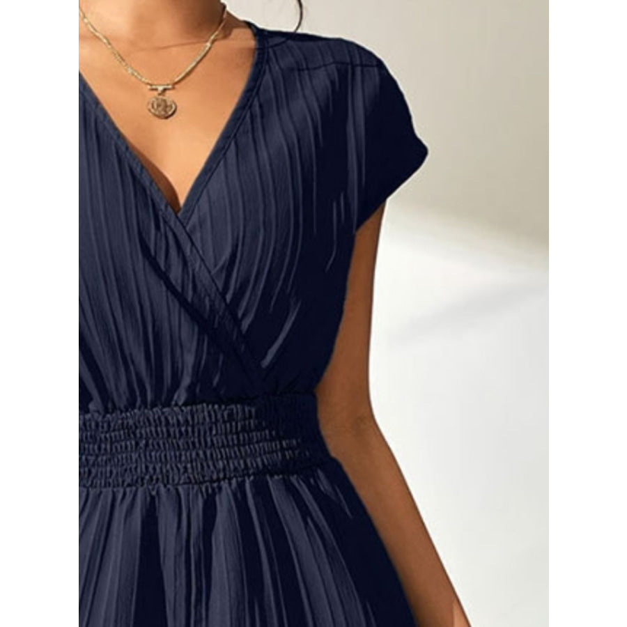 Tied Surplice Short Sleeve Romper Apparel and Accessories