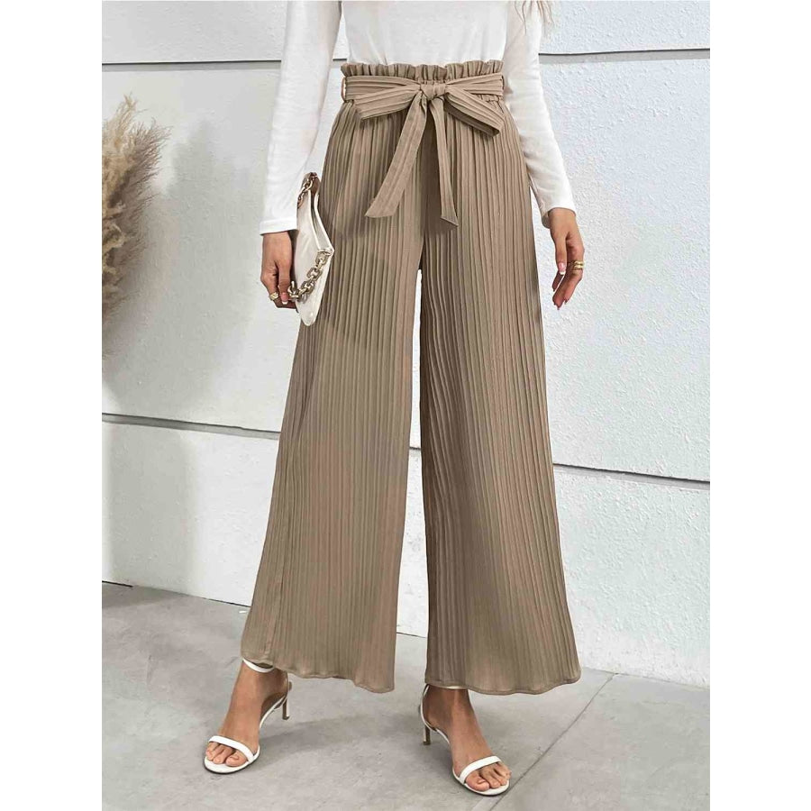 Tied Wide Leg Long Pants Camel / S