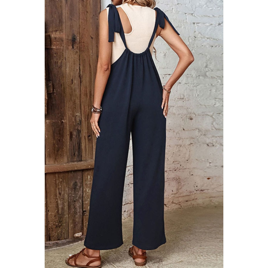 Tied Wide Leg Overalls