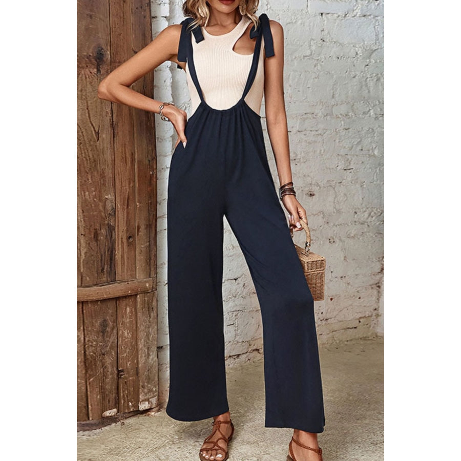 Tied Wide Leg Overalls