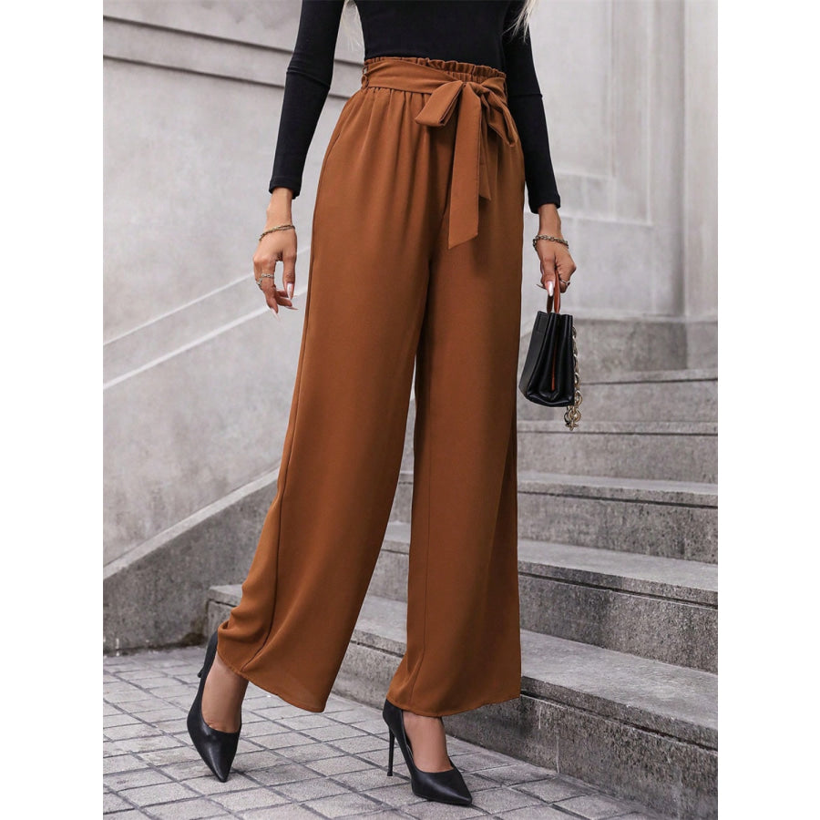 Tied Wide Leg Pants Apparel and Accessories