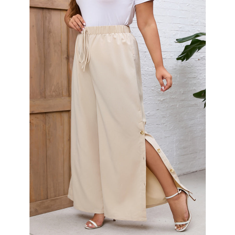 Tied Wide Leg Pants Sand / S Apparel and Accessories