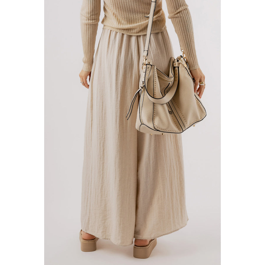 Tied Wide Leg Pants Beige / S Apparel and Accessories