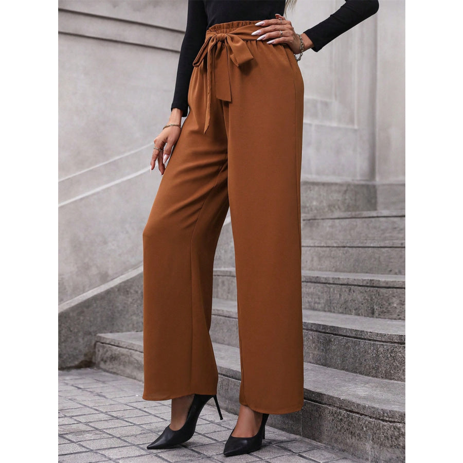 Tied Wide Leg Pants Apparel and Accessories