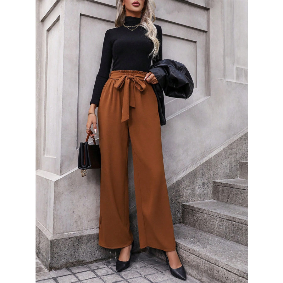 Tied Wide Leg Pants Apparel and Accessories