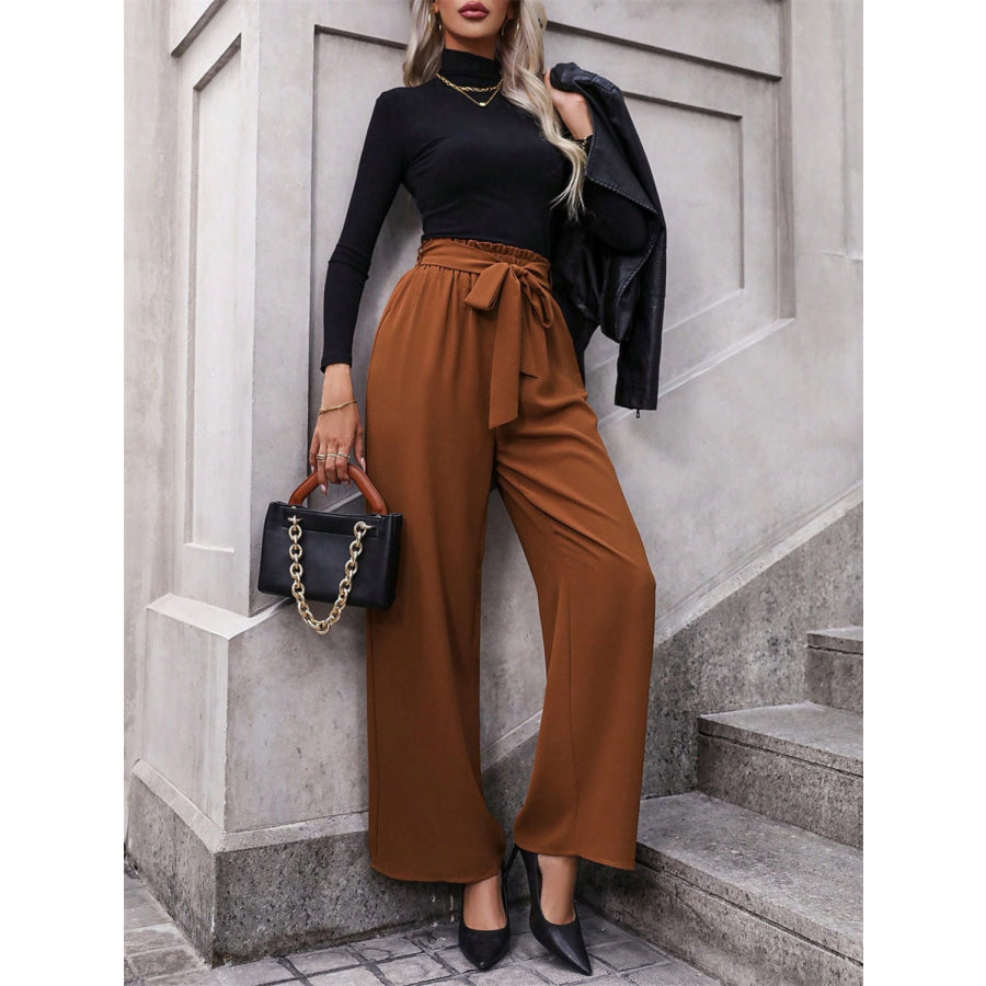 Tied Wide Leg Pants Apparel and Accessories