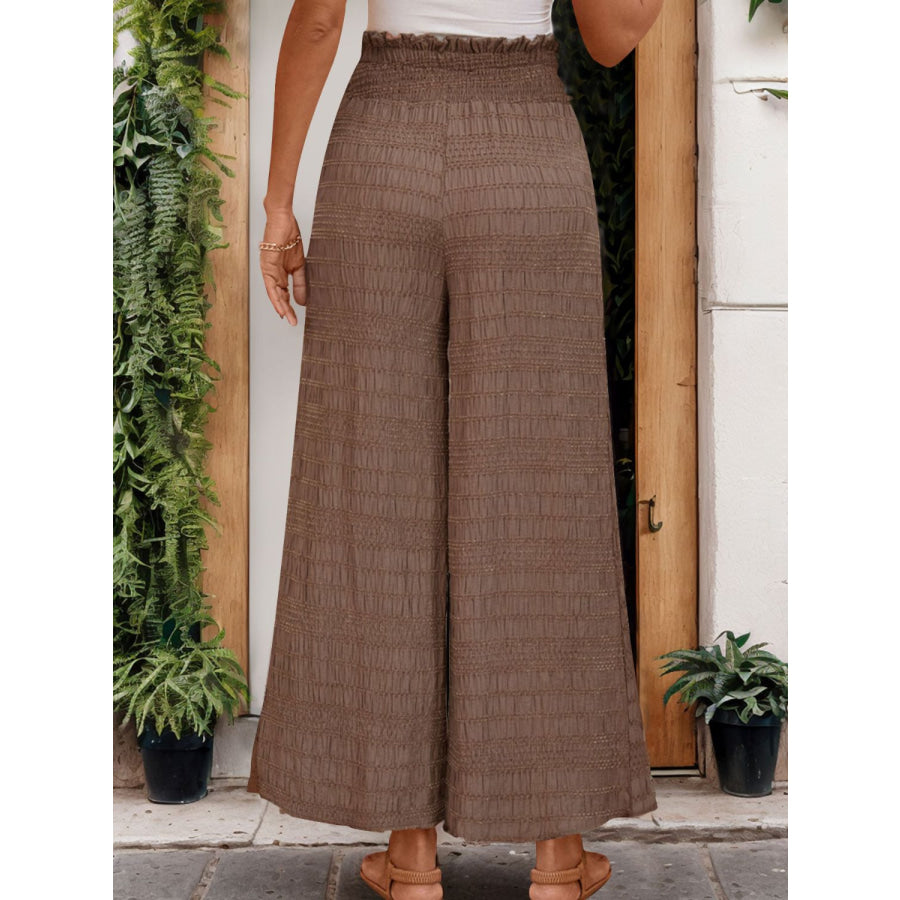 Tied Wide Leg Pants Brown / S Apparel and Accessories