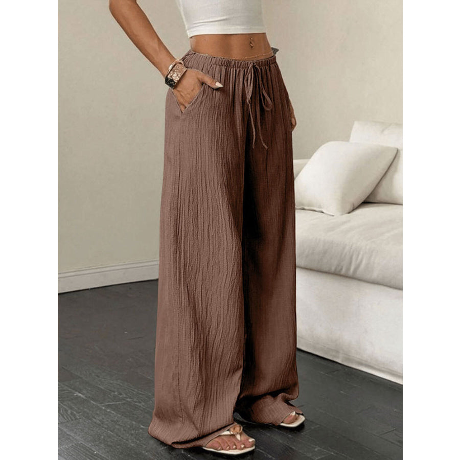 Tied Wide Leg Pants Apparel and Accessories