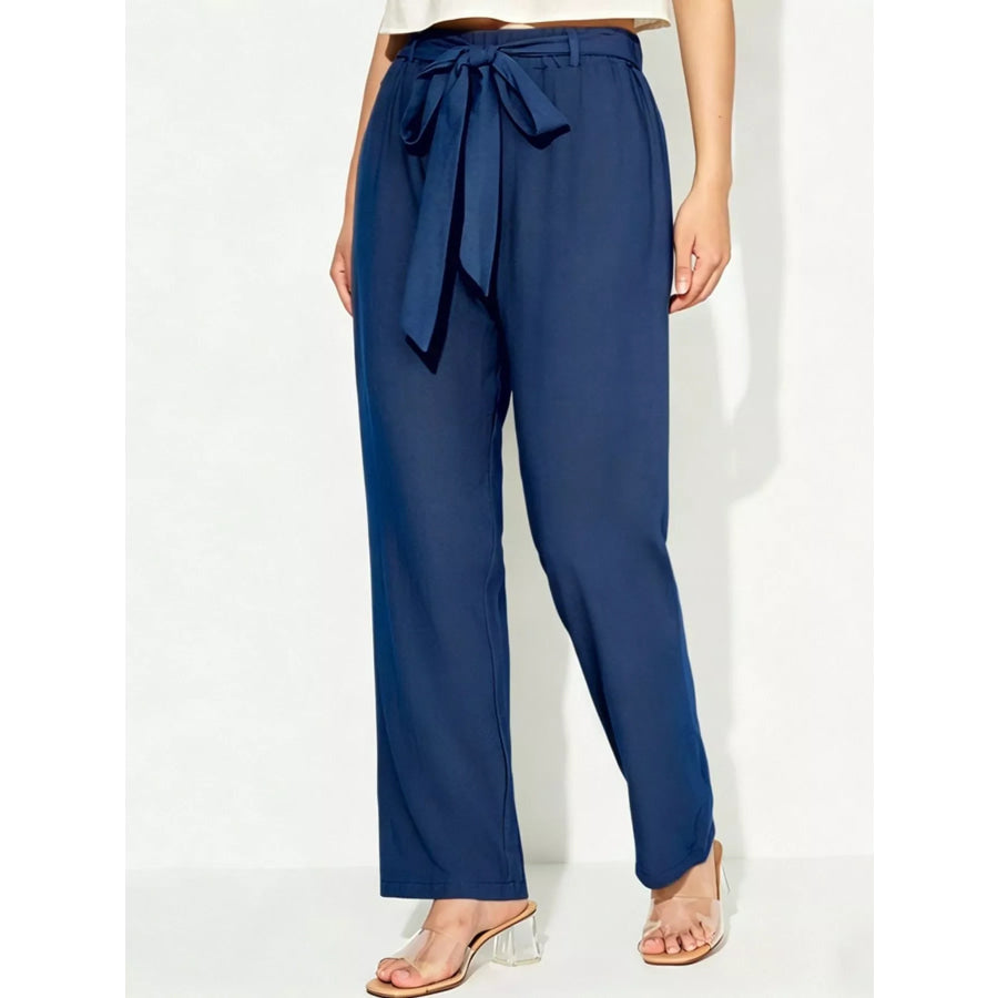 Tied Wide Leg Pants Apparel and Accessories