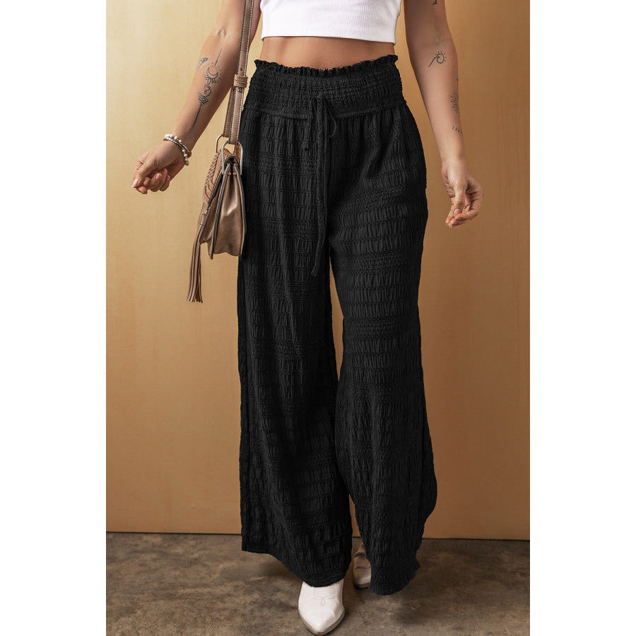 Tied Wide Leg Pants Black / S Apparel and Accessories