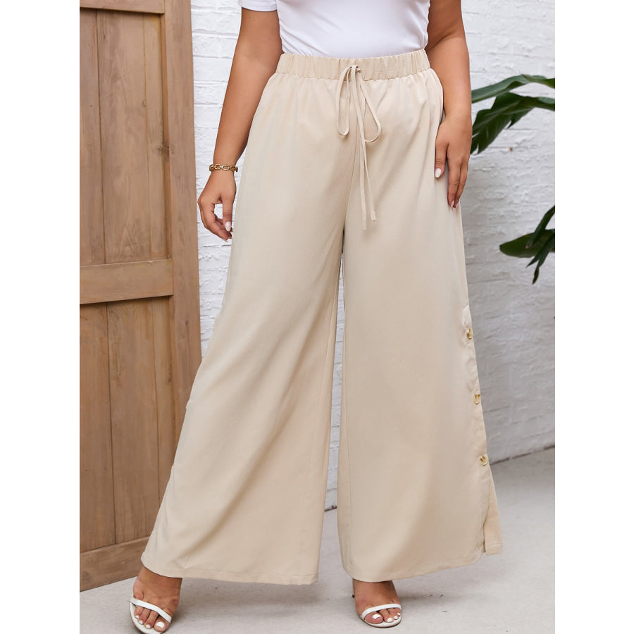 Tied Wide Leg Pants Sand / S Apparel and Accessories