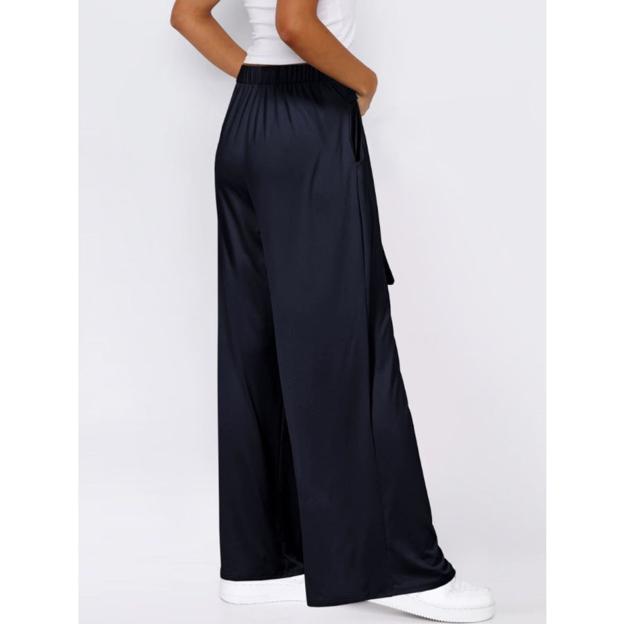 Tied Wide Leg Pants with Pockets Apparel and Accessories