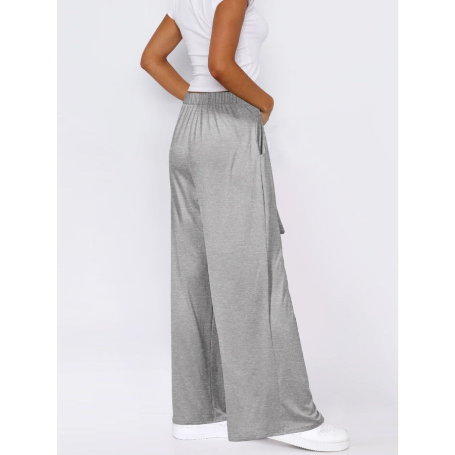 Tied Wide Leg Pants with Pockets Apparel and Accessories