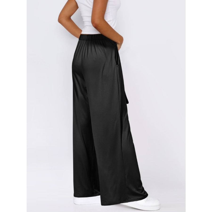 Tied Wide Leg Pants with Pockets Apparel and Accessories