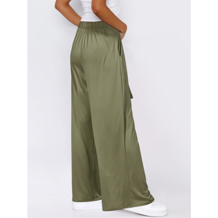 Tied Wide Leg Pants with Pockets Apparel and Accessories