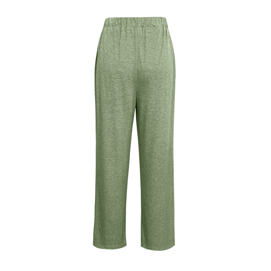 Tied Wide Leg Pants with Pockets Matcha Green / S Apparel and Accessories